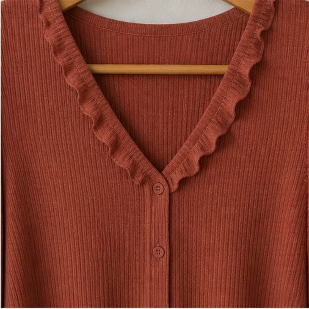 Rust Ruffle Blouse - Picture 4 of 6